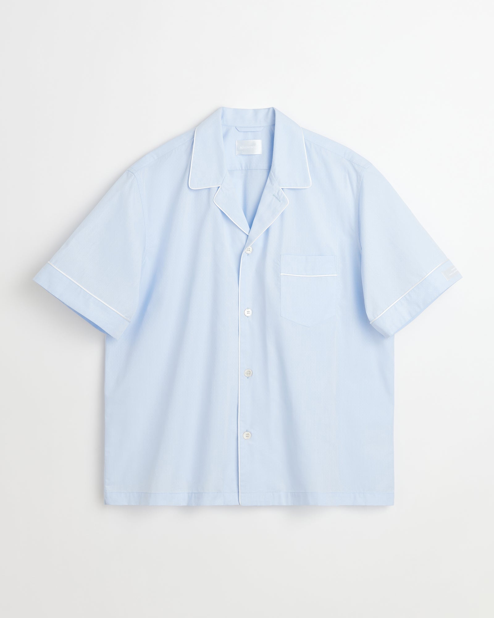 Dolce short sleeve shirt | Light blue dots jacquard poplin