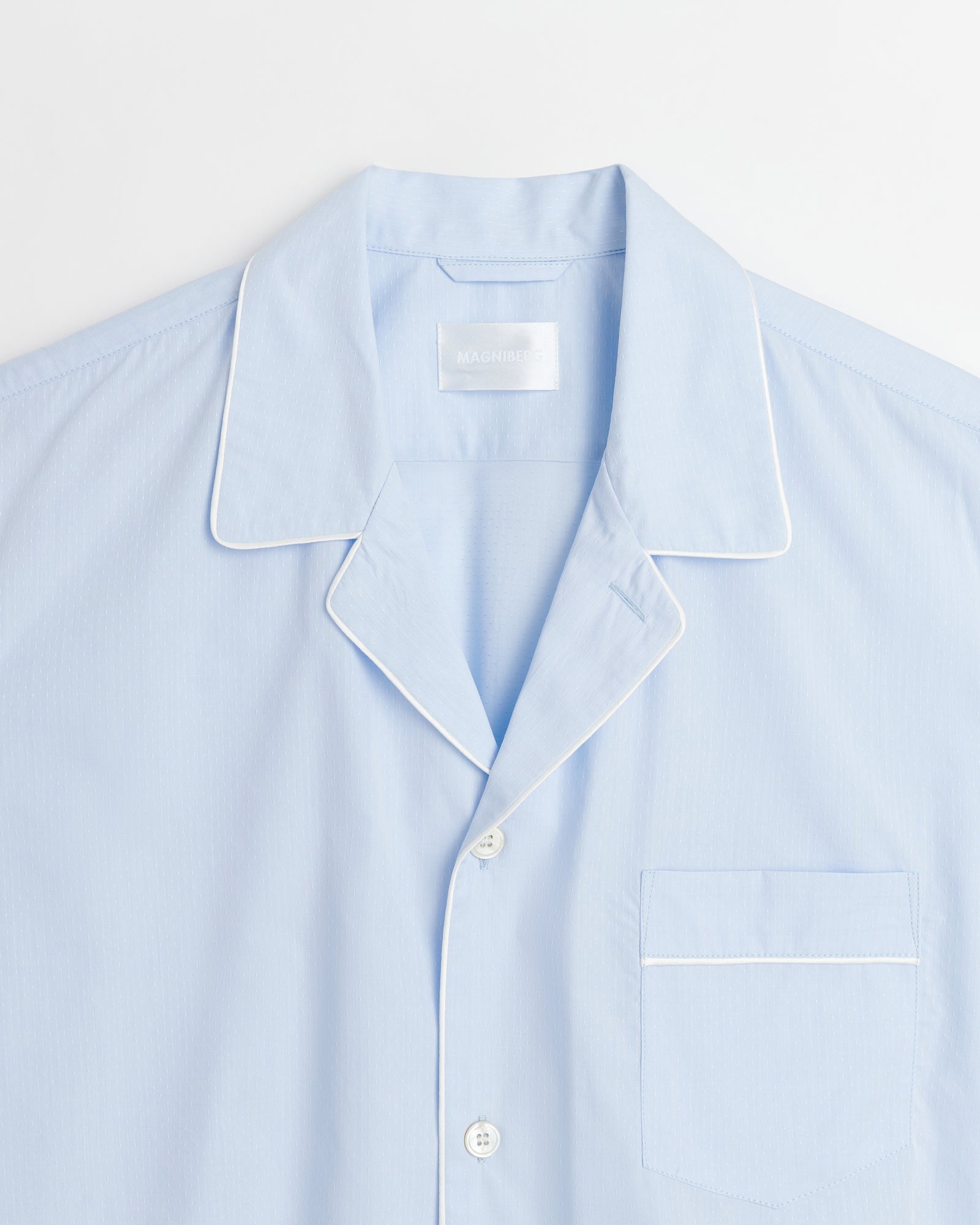 Dolce short sleeve shirt | Light blue dots jacquard poplin