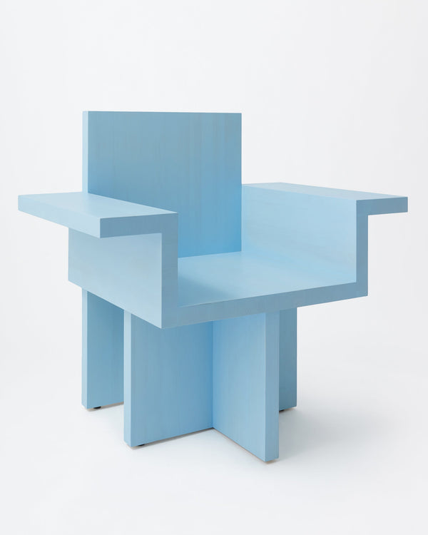 Horse armchair | Stained baby blue Pine