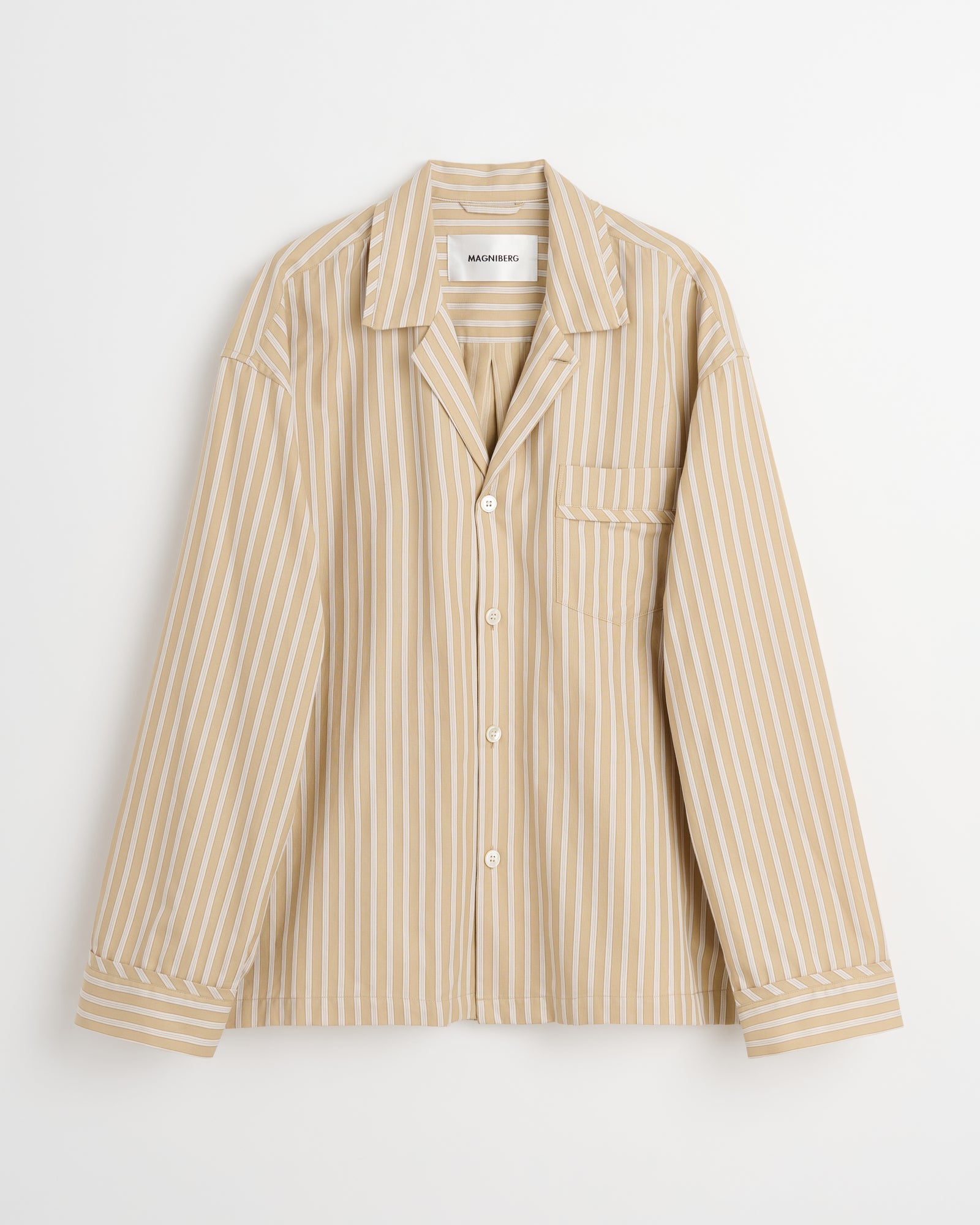 Club shirt | Stripe medium beige Oxford