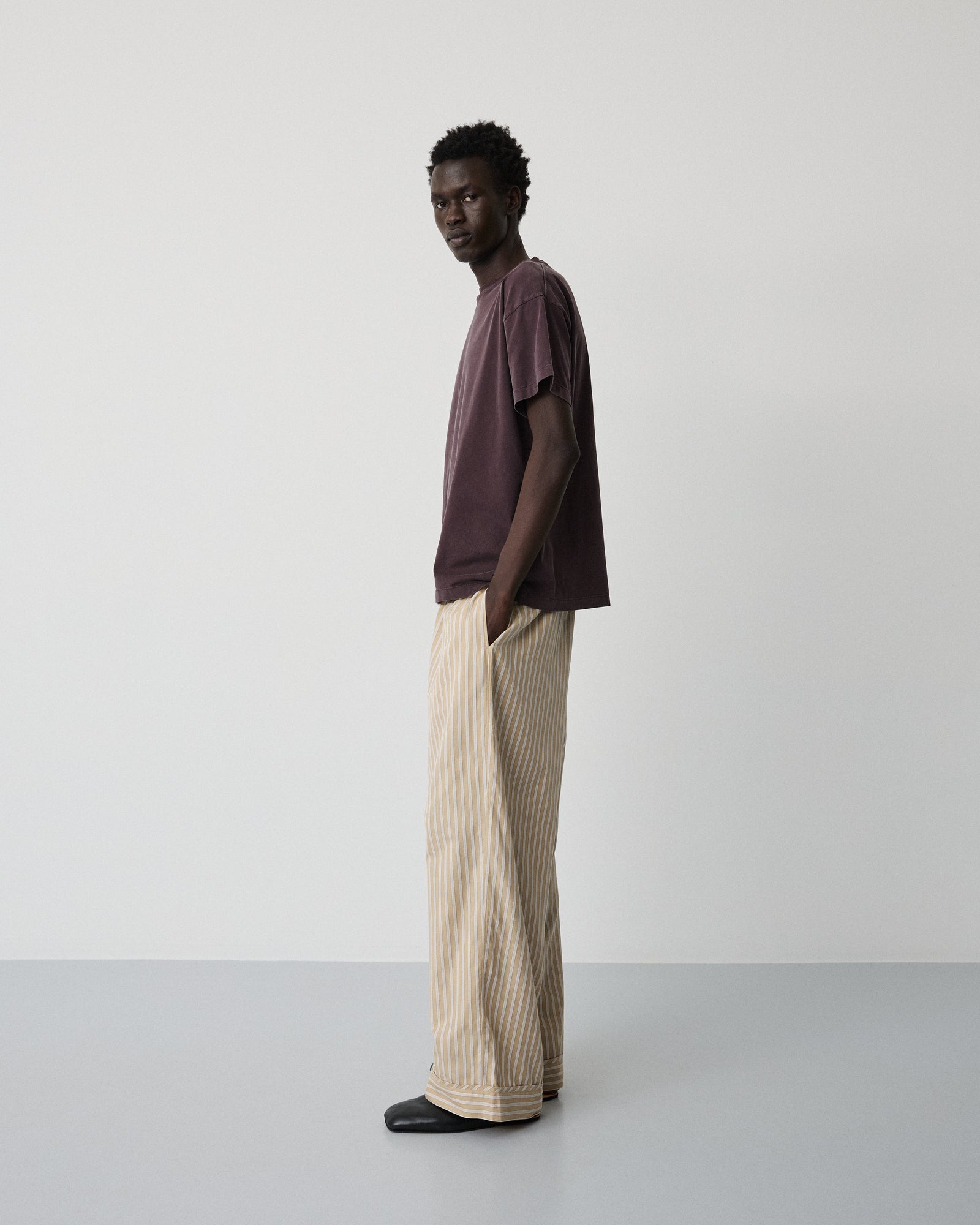 Body t-shirt | Washed cherry brown jersey