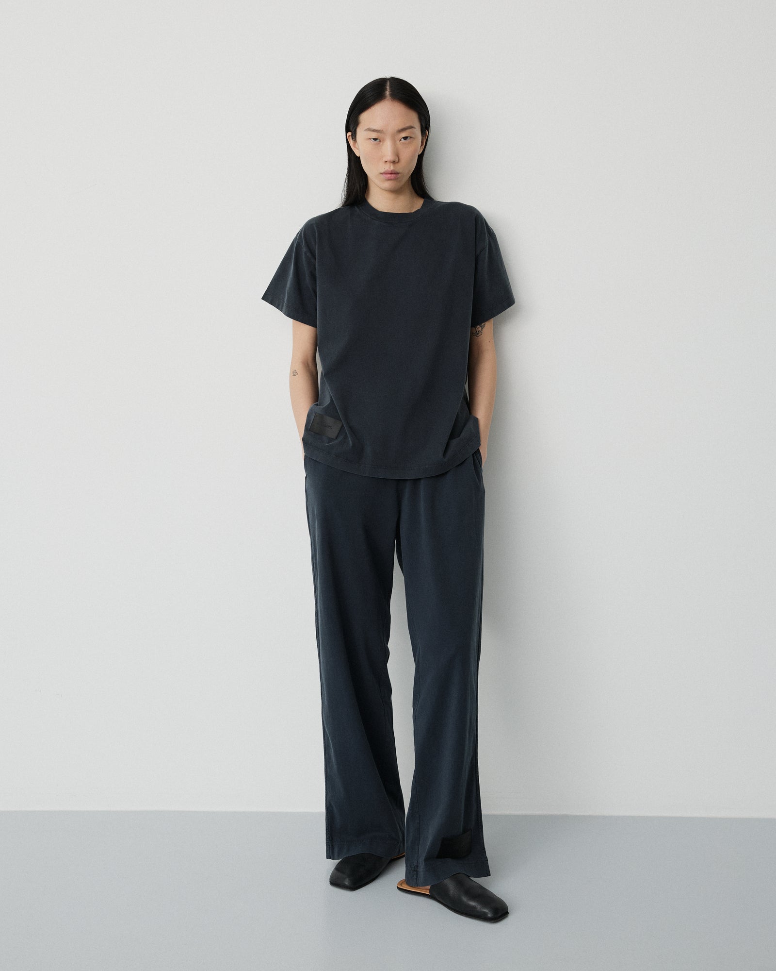 Flow pants | Washed black Jersey