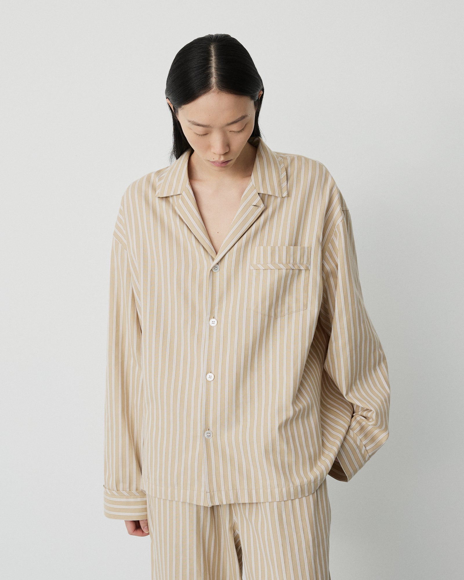 Club shirt | Stripe medium beige Oxford