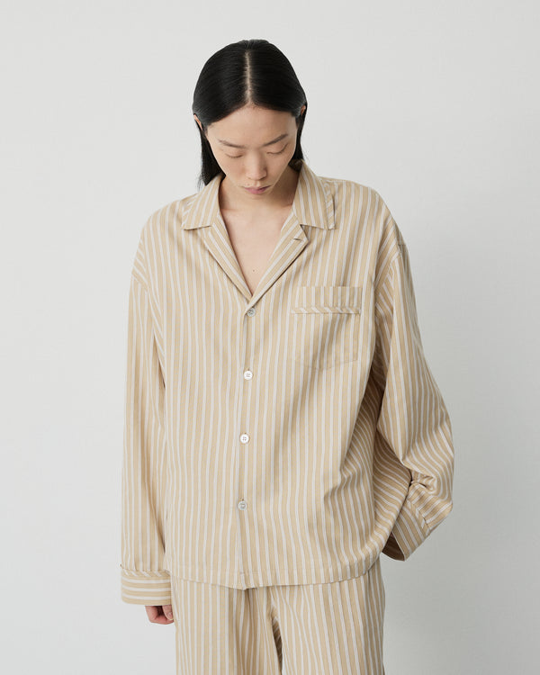 Club shirt | Stripe medium beige Oxford