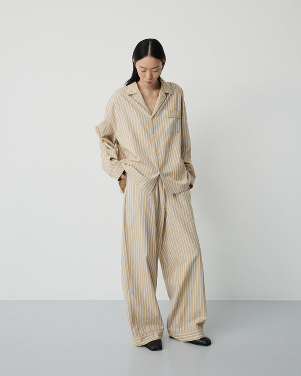 Club pants | Stripe medium beige Oxford