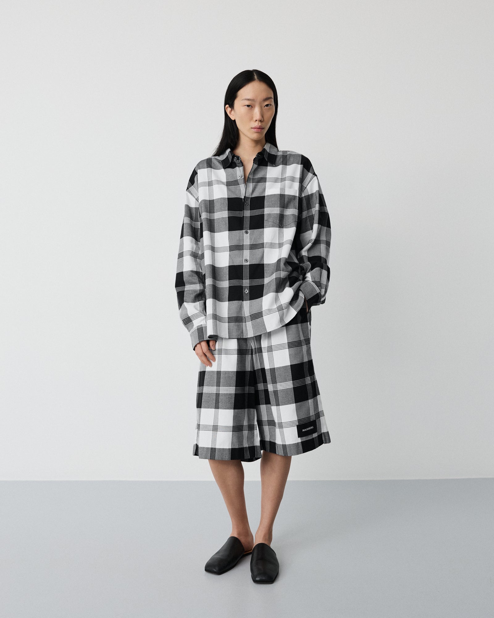 Night shorts | B&W big check Twill