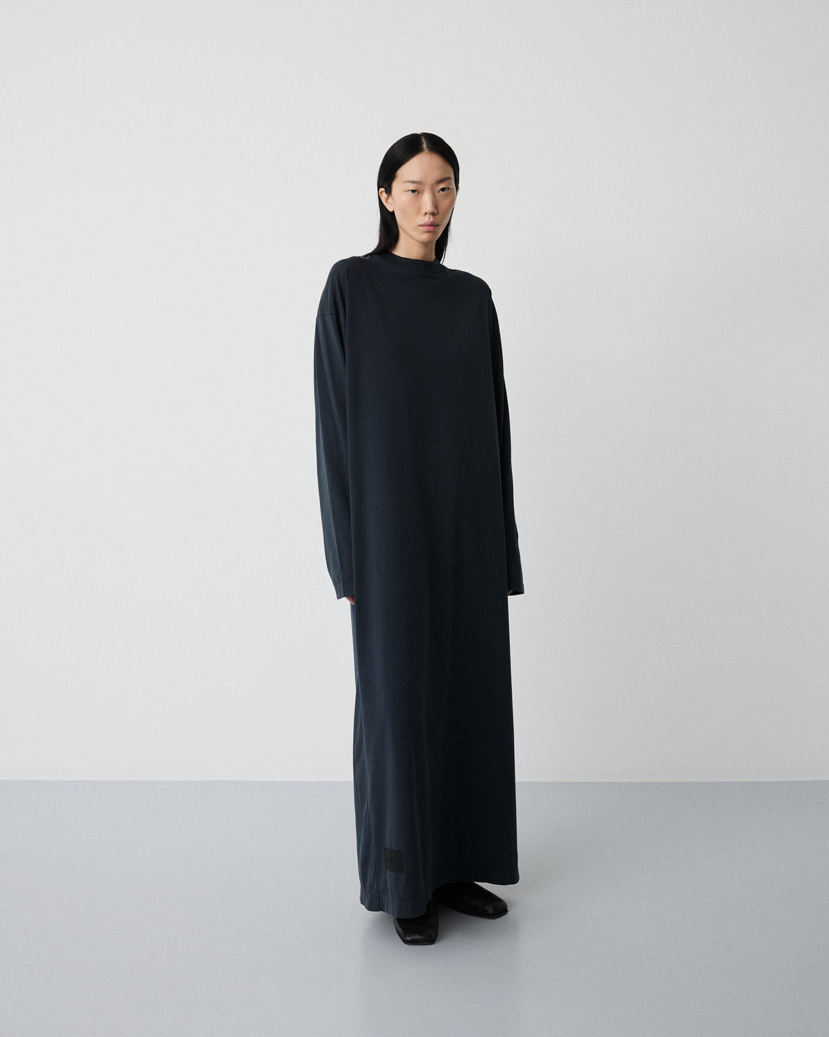 Full long sleeve dress | Washed black Jersey
