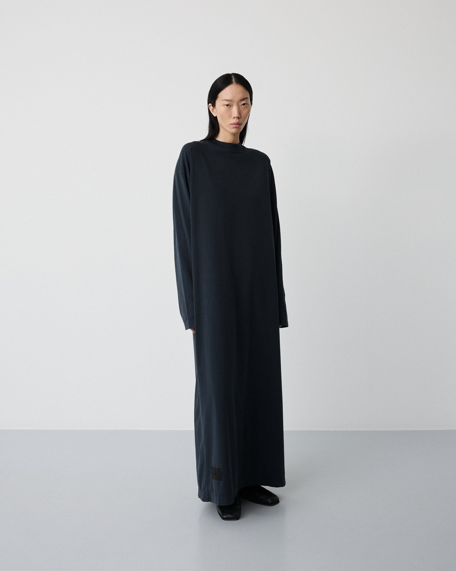 Full long sleeve dress | Washed black Jersey