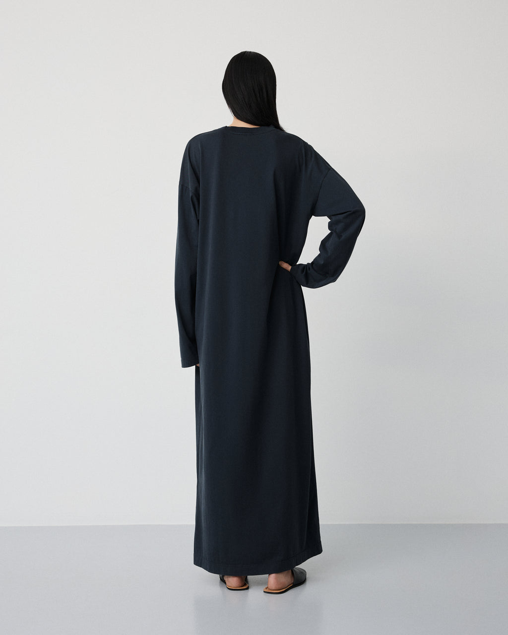Full long sleeve dress | Washed black Jersey