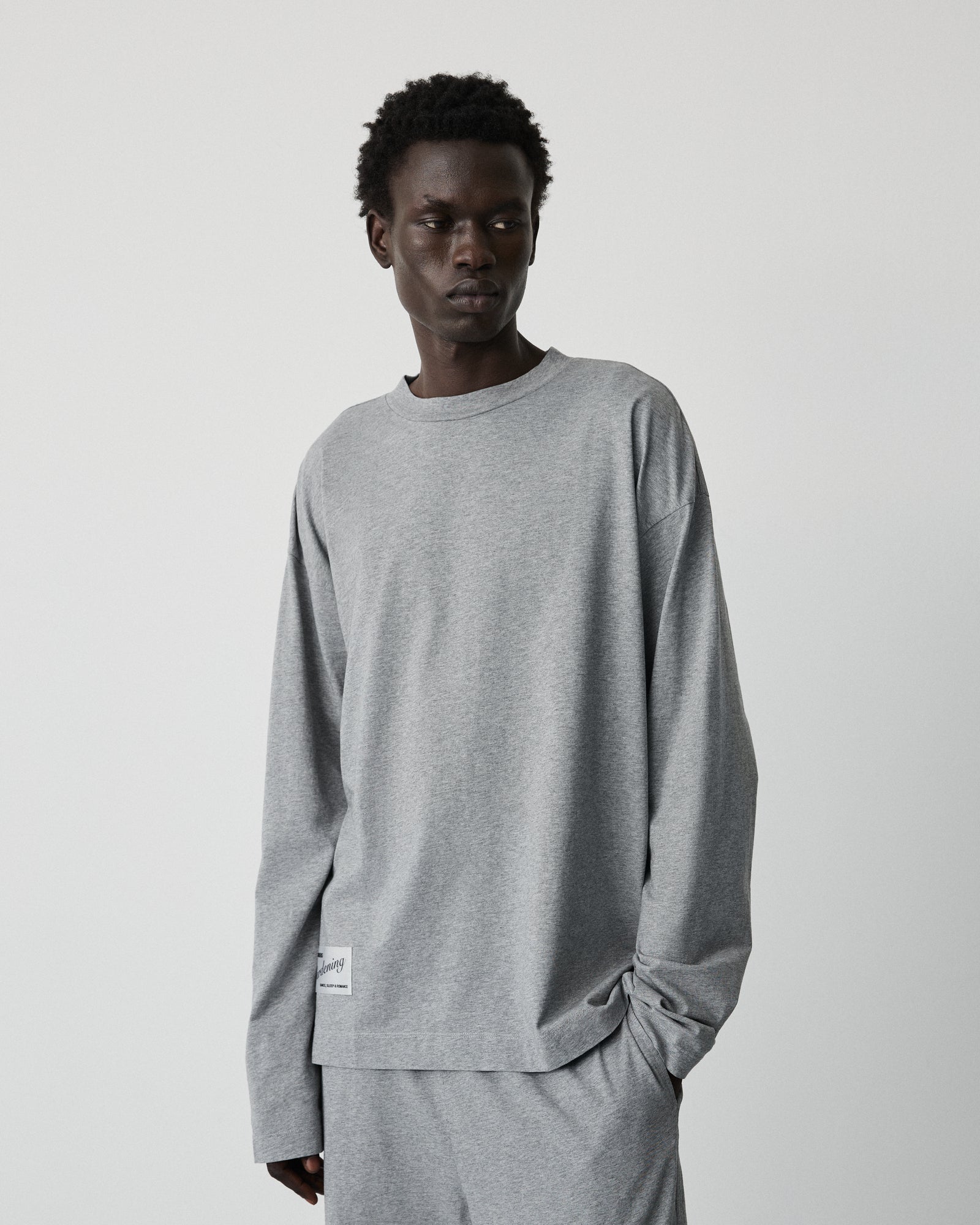 Full long sleeve t-shirt | Washed grey melange jersey