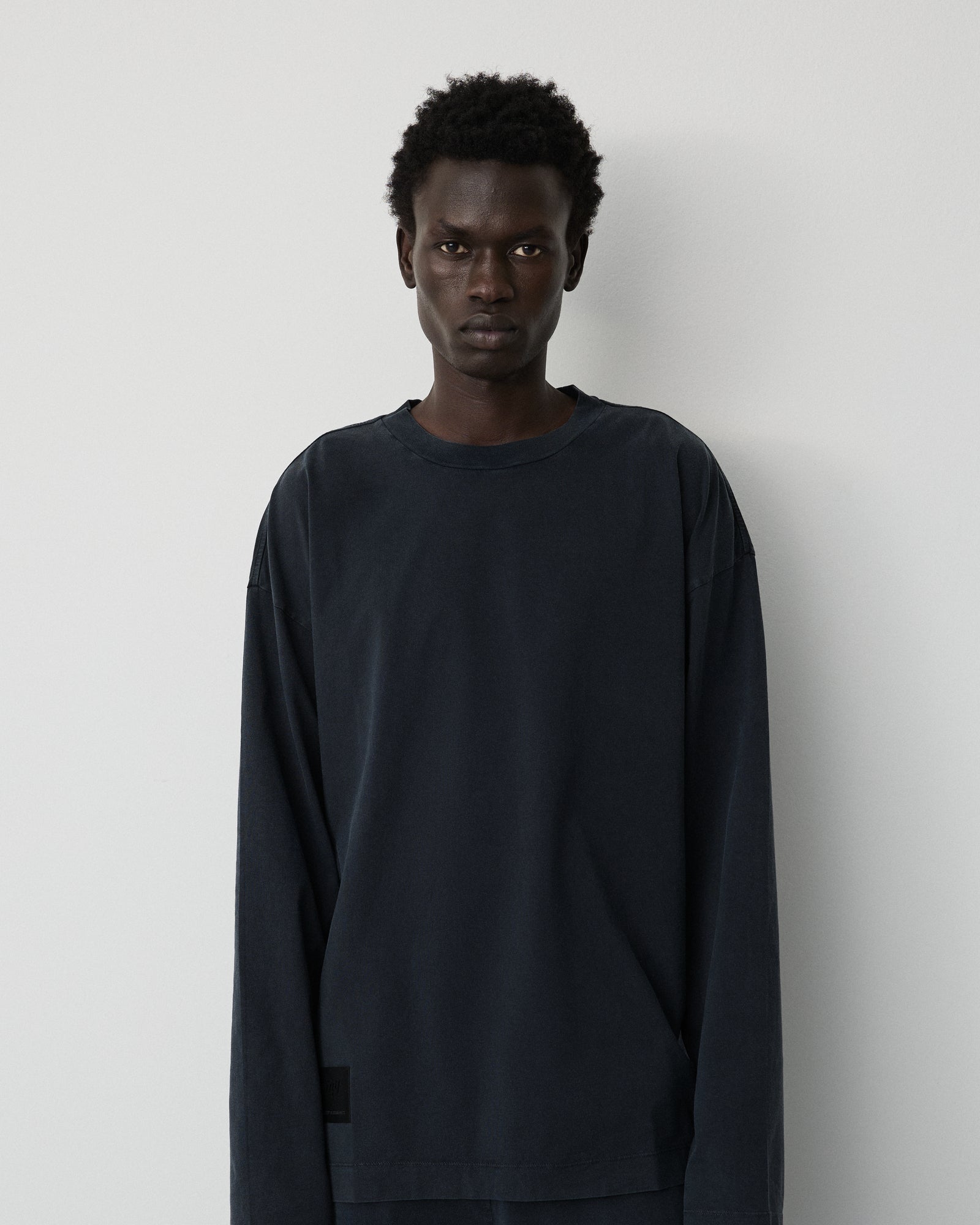 Full long sleeve t-shirt | Washed black jersey