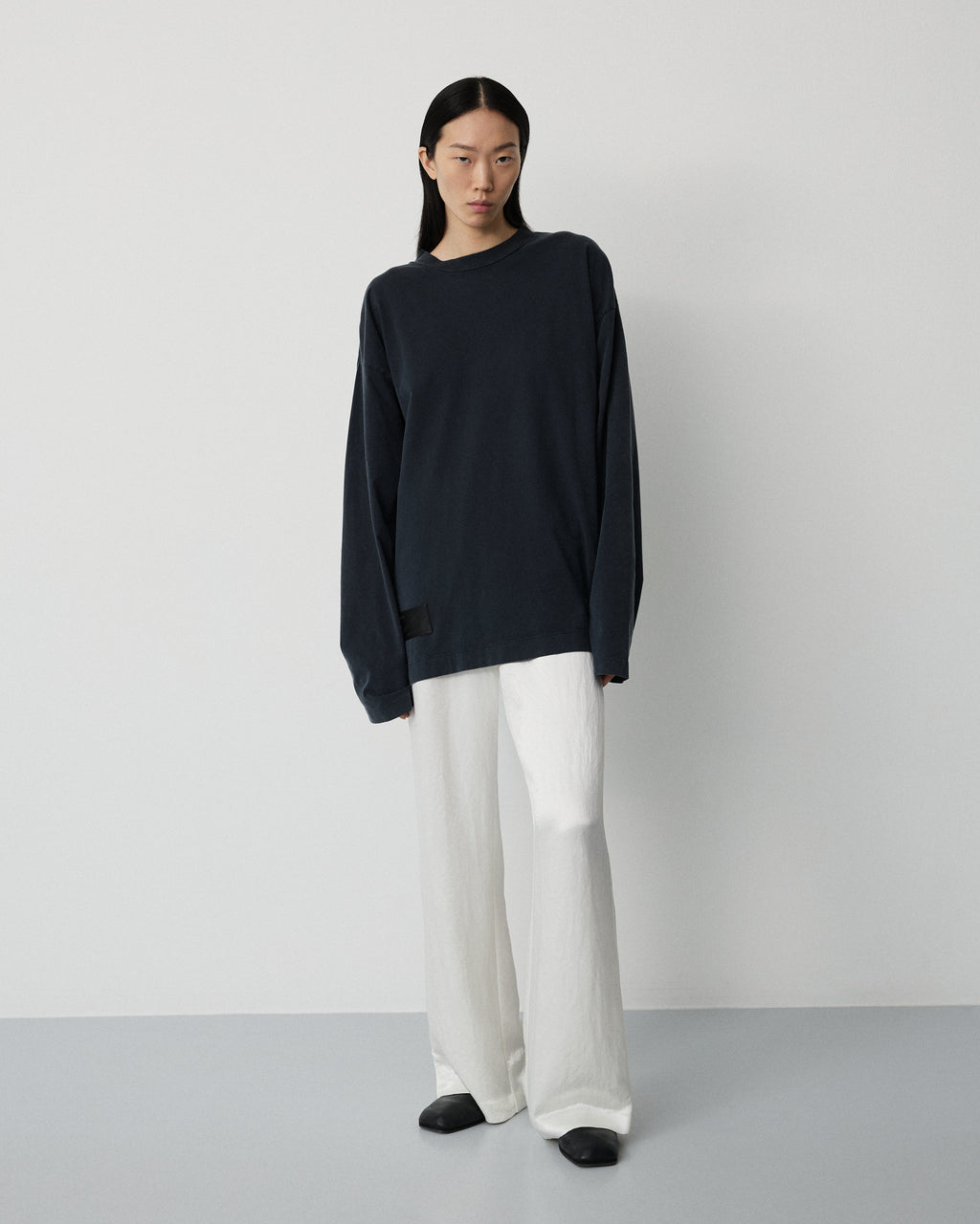 Full long sleeve t-shirt | Washed black jersey
