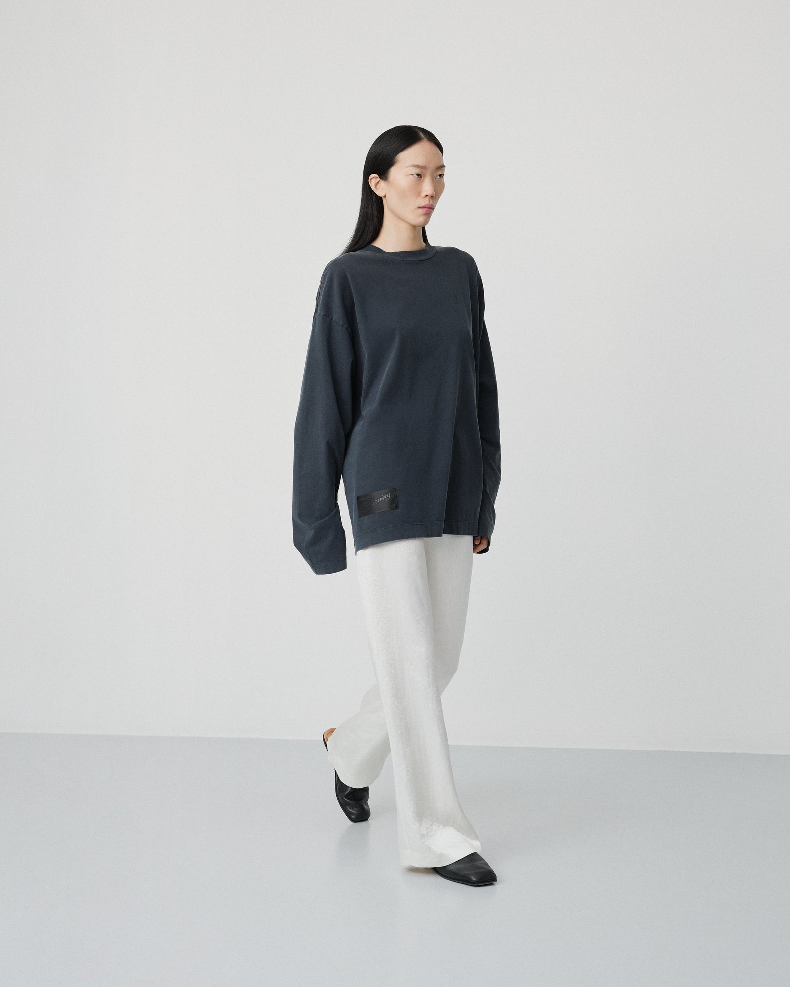 Full long sleeve t-shirt | Washed black jersey