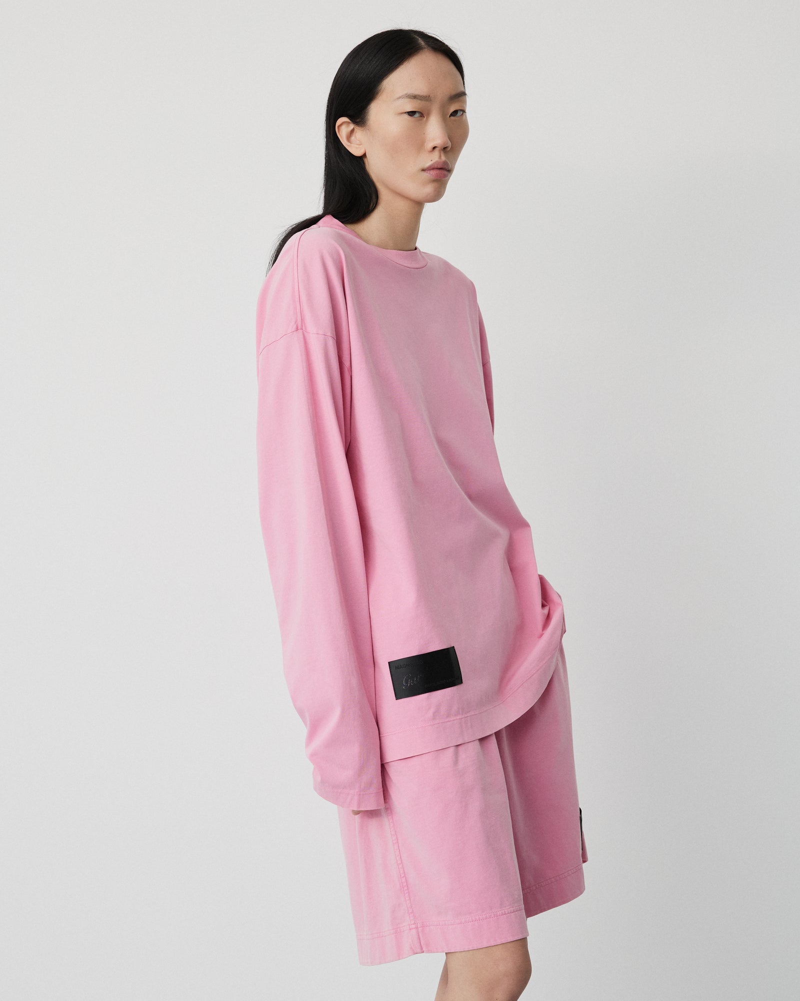 Full long sleeve t-shirt | Washed orchid pink jersey