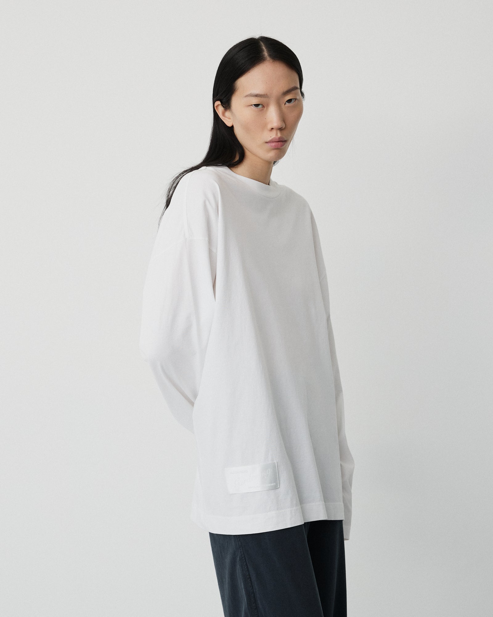 Full long sleeve t-shirt | Washed white jersey