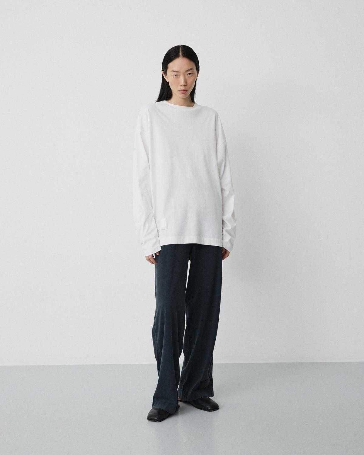 Full long sleeve t-shirt | Washed white jersey