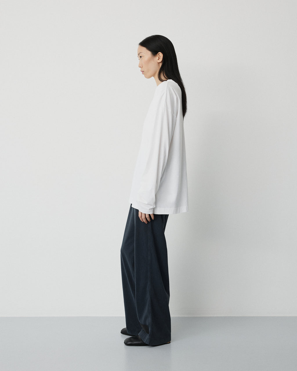 Full long sleeve t-shirt | Washed white jersey