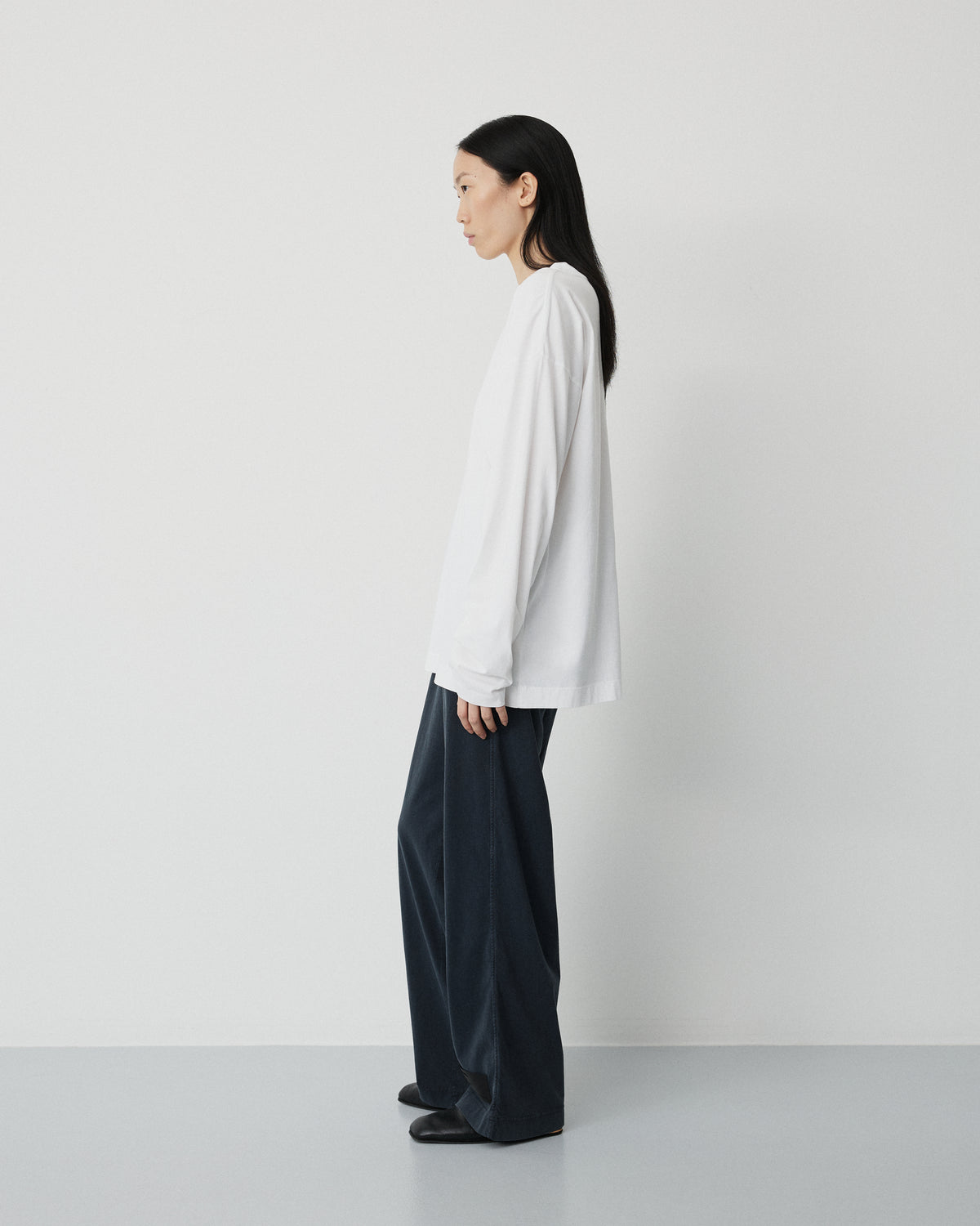 Full long sleeve t-shirt | Washed white jersey