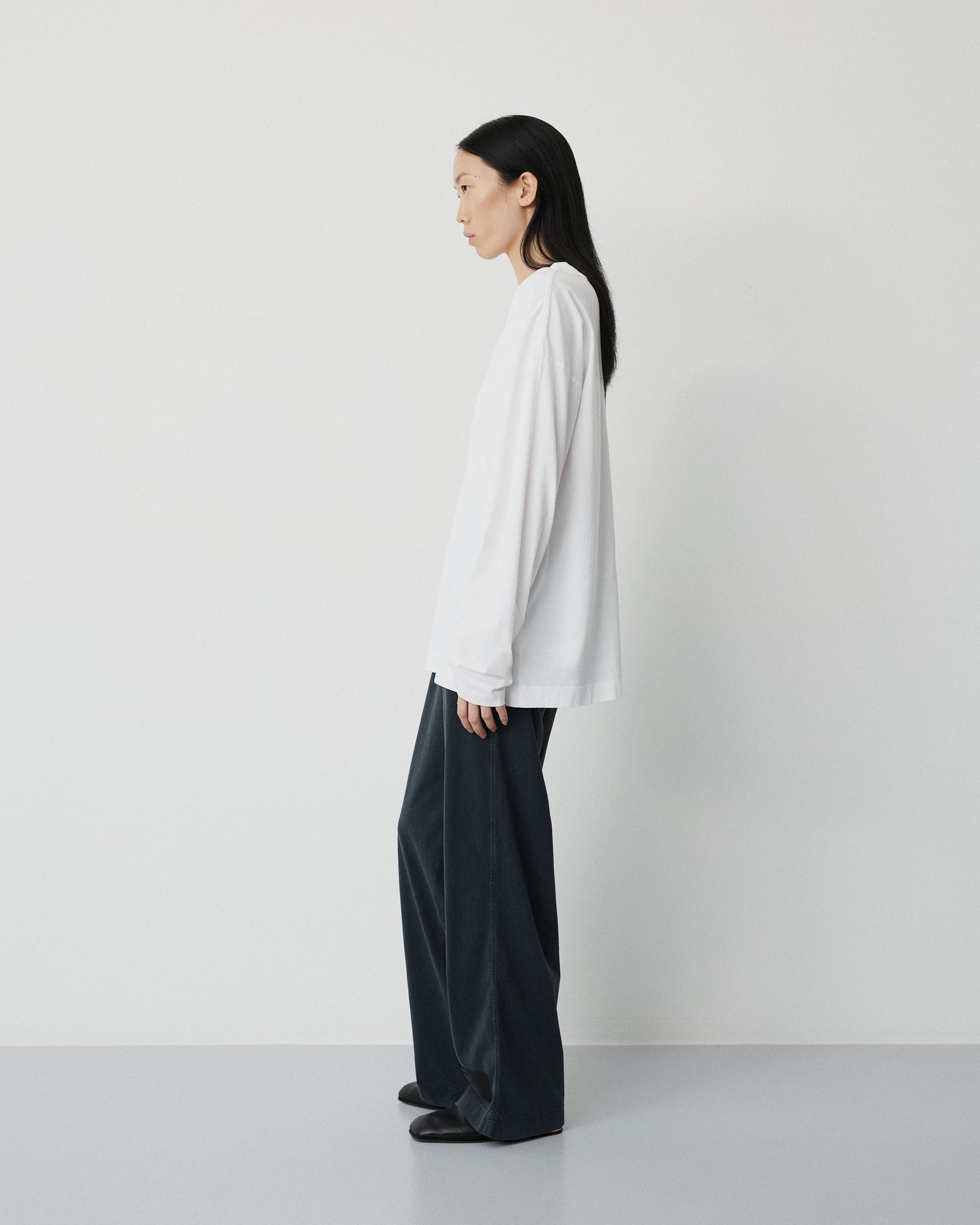 Full long sleeve t-shirt | Washed white jersey
