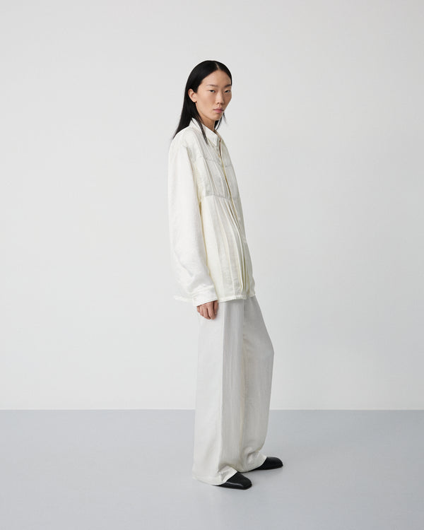 Low pants | Shiny broken white Acetate