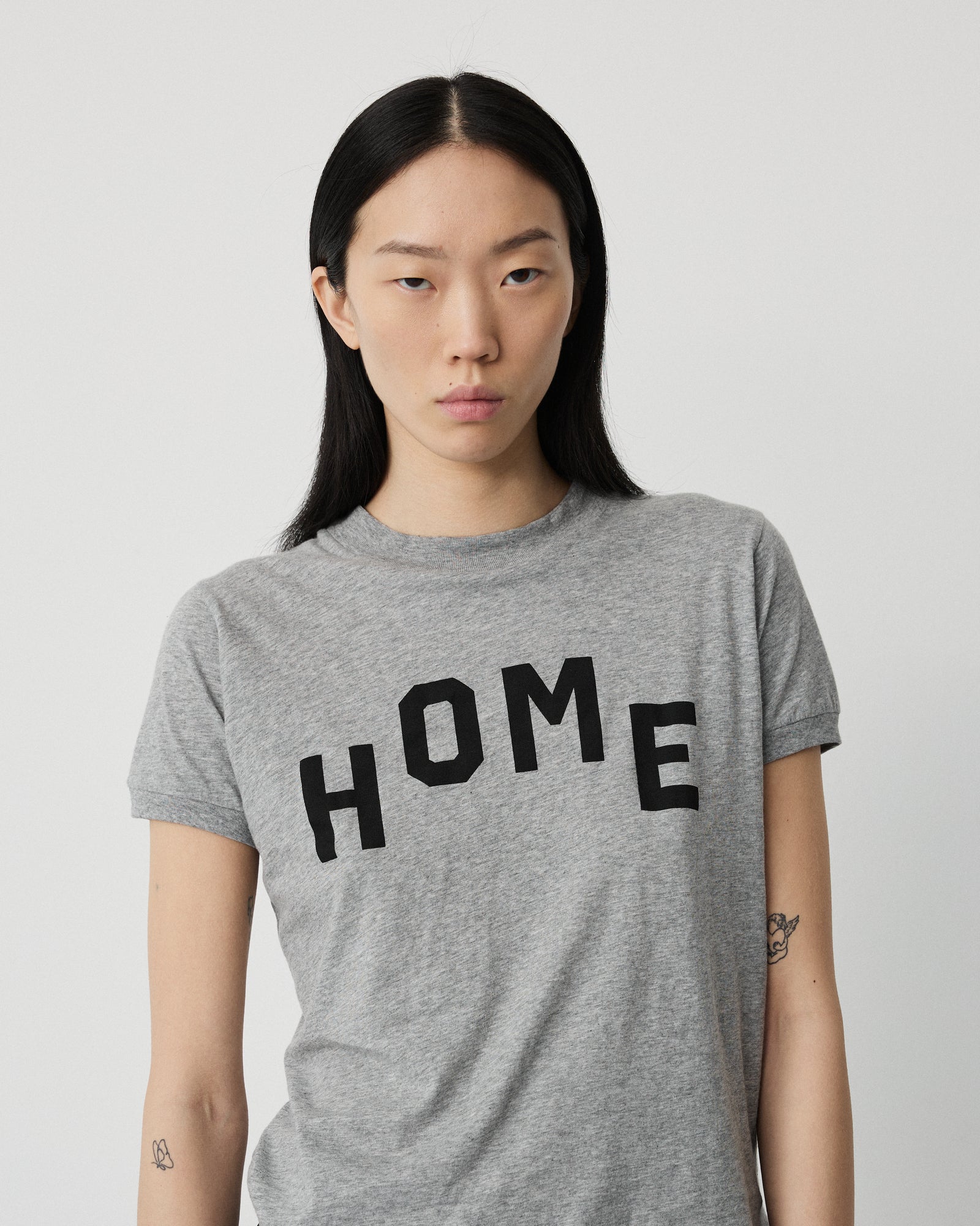 Smooth home t-shirt | Washed grey melange Jersey