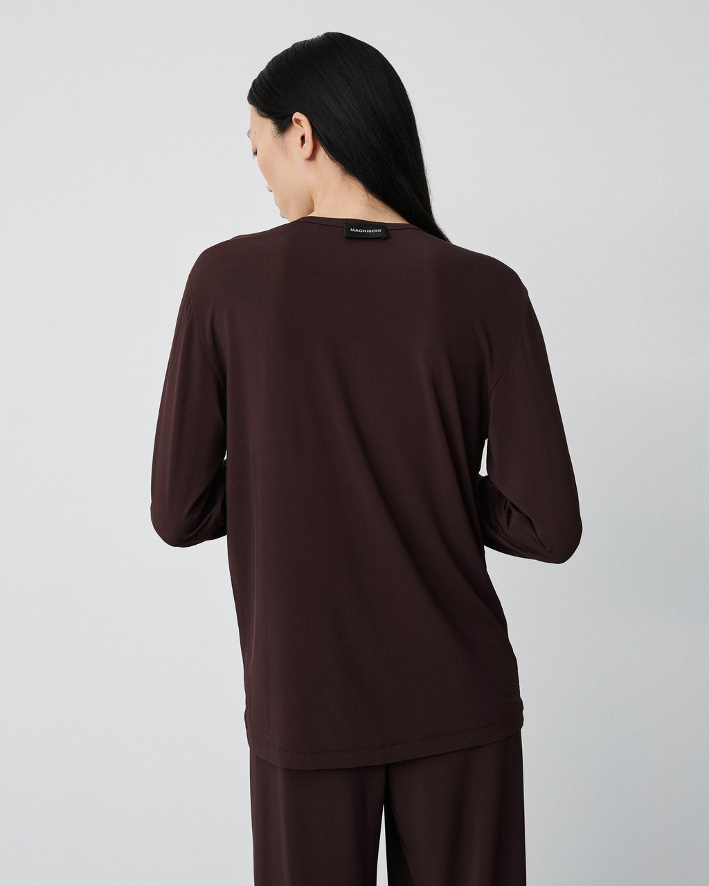 Love long sleeve shirt | Sheer cherry brown Viscose