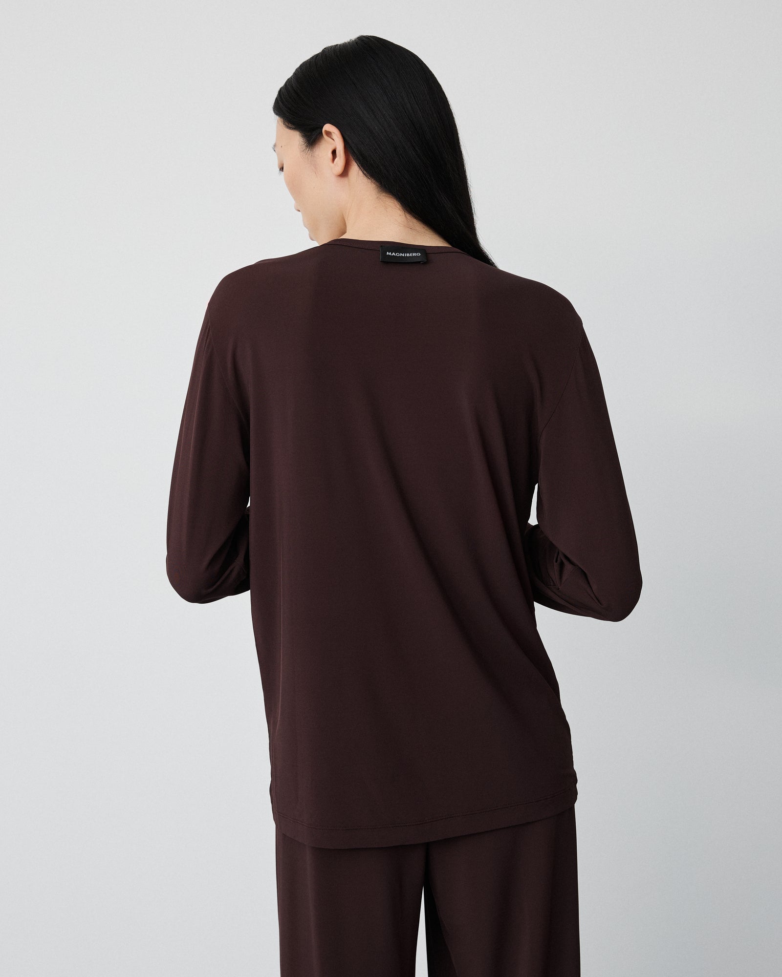 Love long sleeve shirt | Sheer cherry brown Viscose