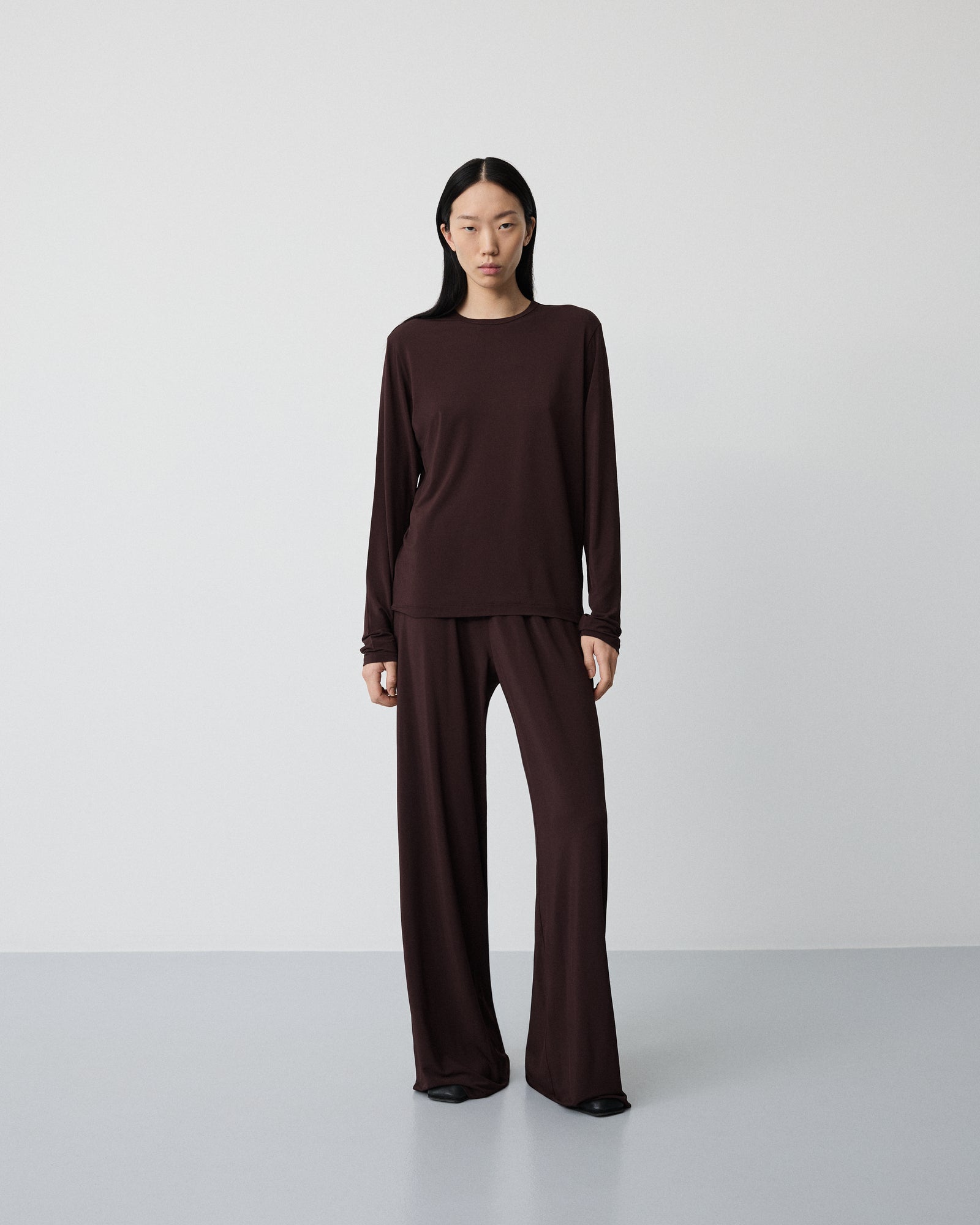 Love long sleeve shirt | Sheer cherry brown Viscose