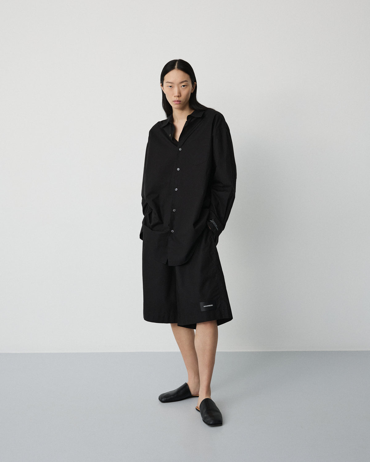 Night shorts | Black Poplin