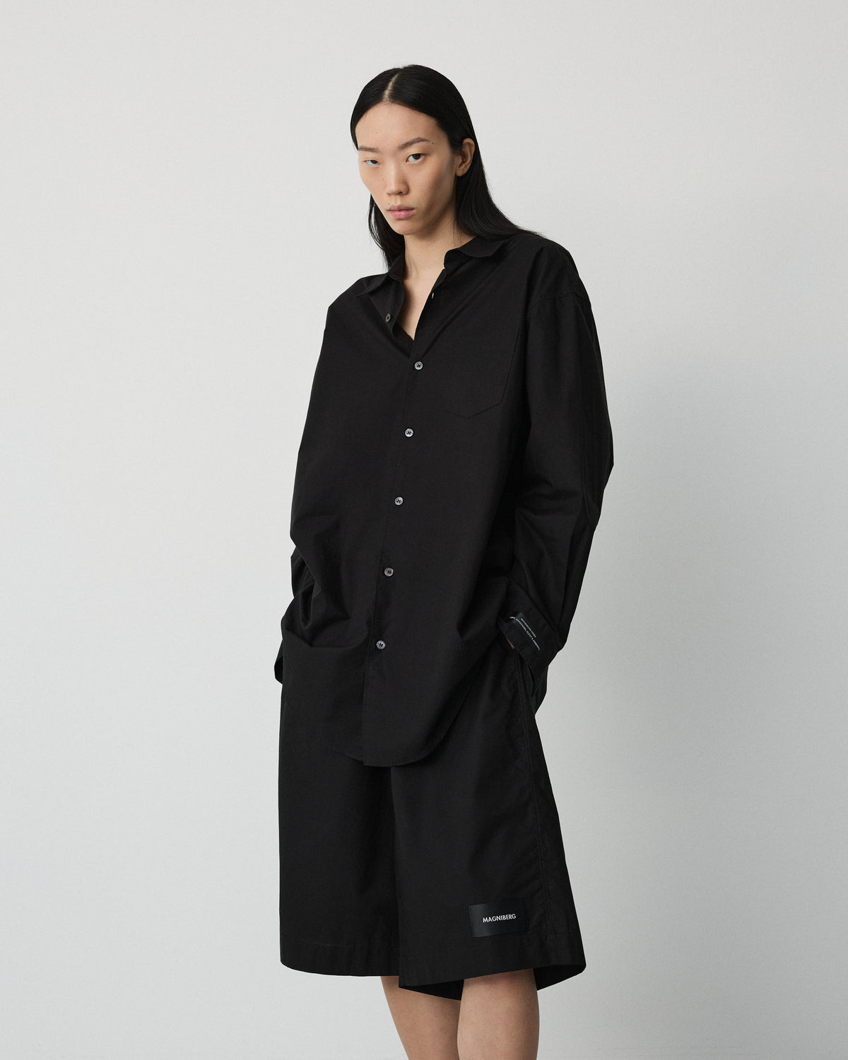 Night shorts | Black Poplin