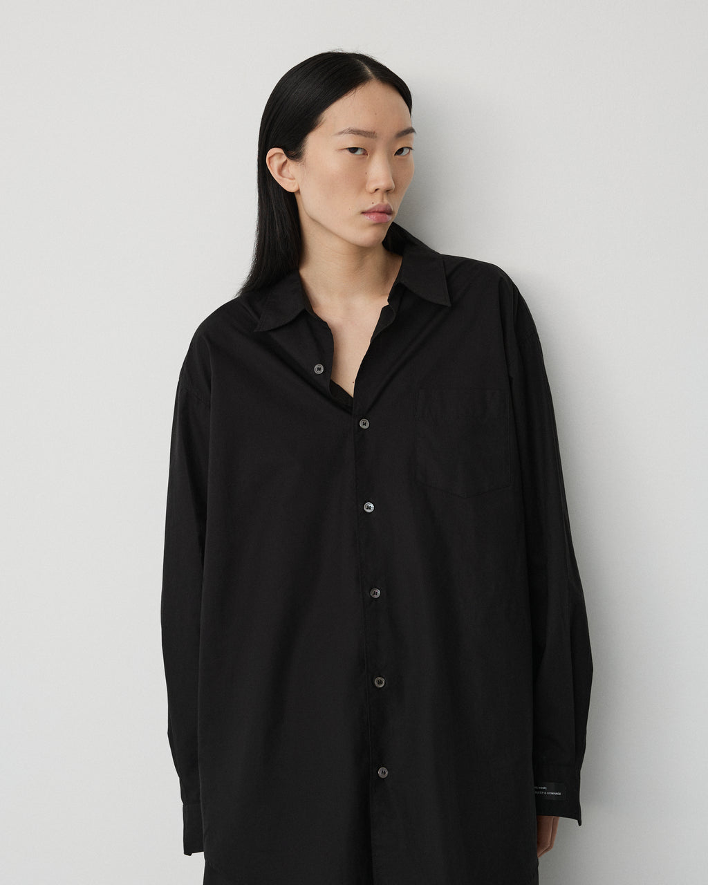 Night shirt | Black Poplin