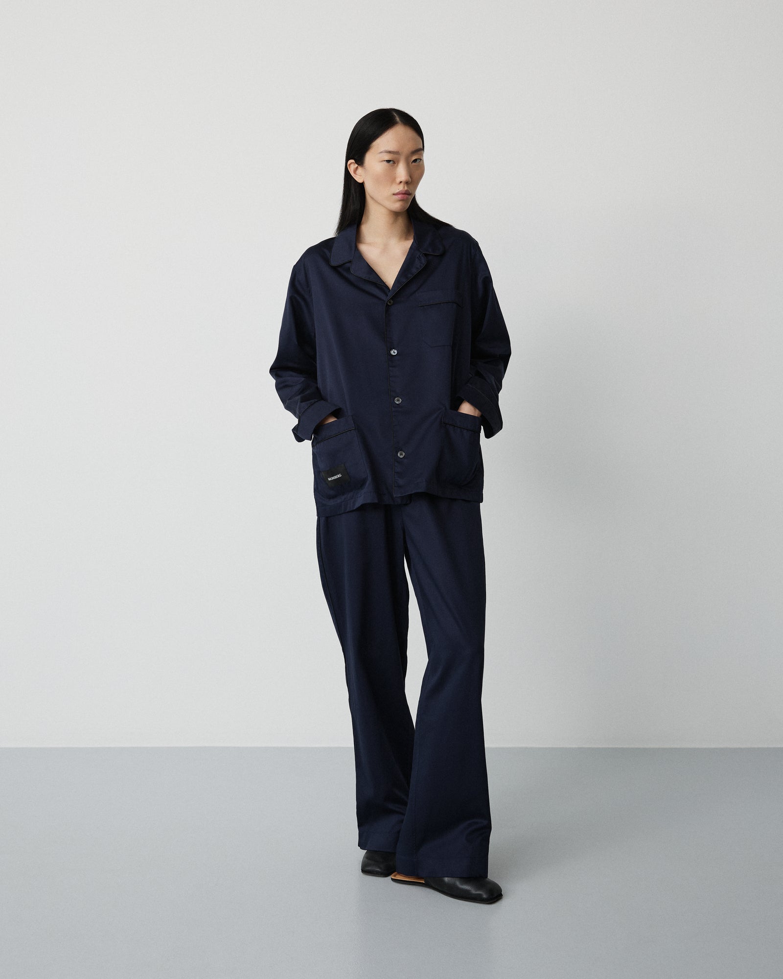 Sorbetto shirt | Blazer navy Sateen