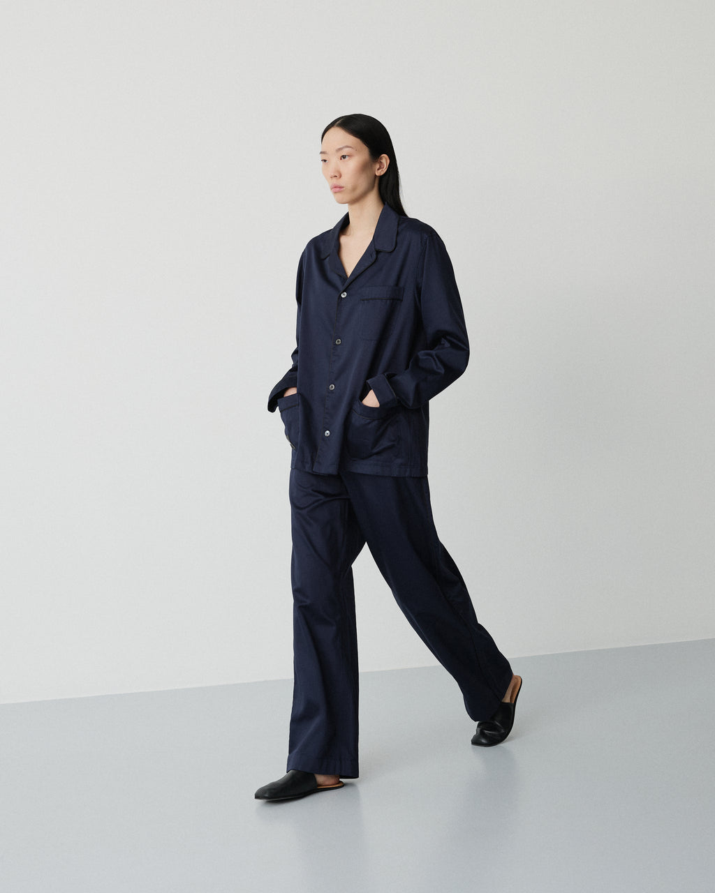 Sorbetto shirt | Blazer navy Sateen