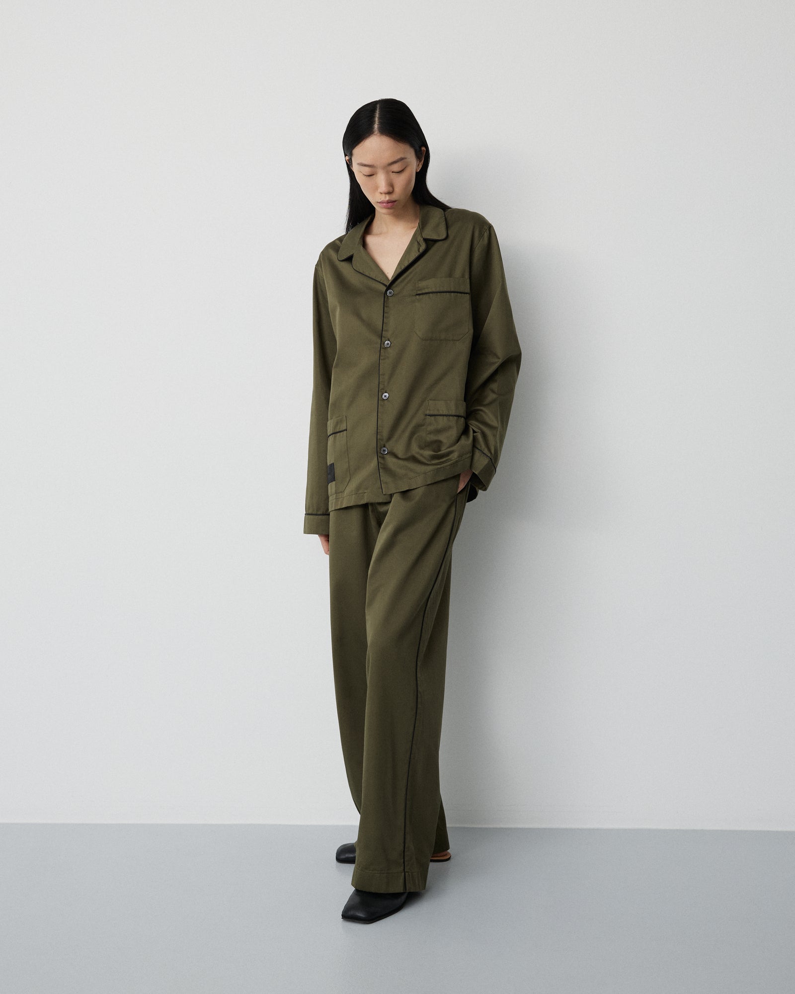 Sorbetto pants | Olive green Sateen