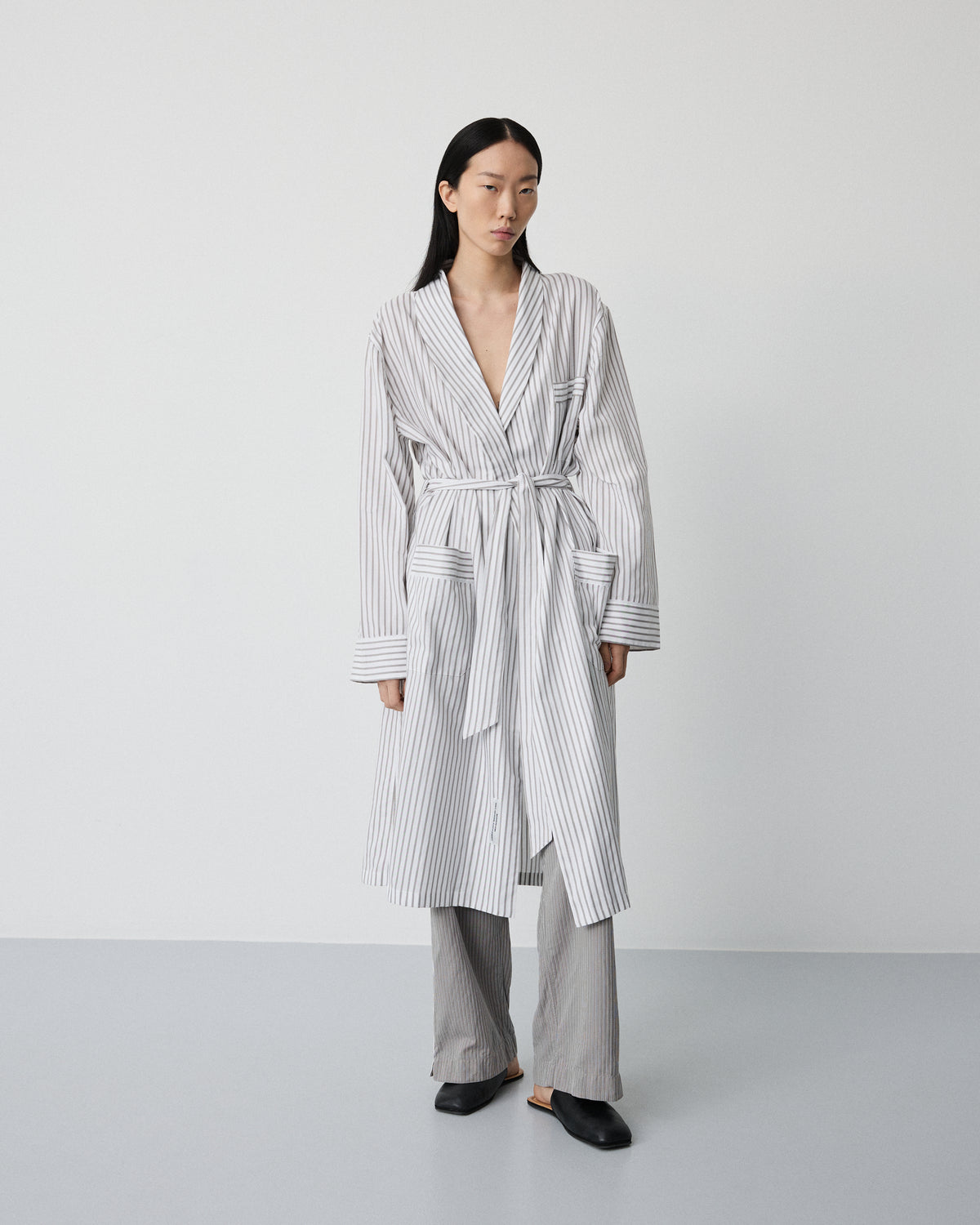 Voyage robe | Stripe grey Oxford