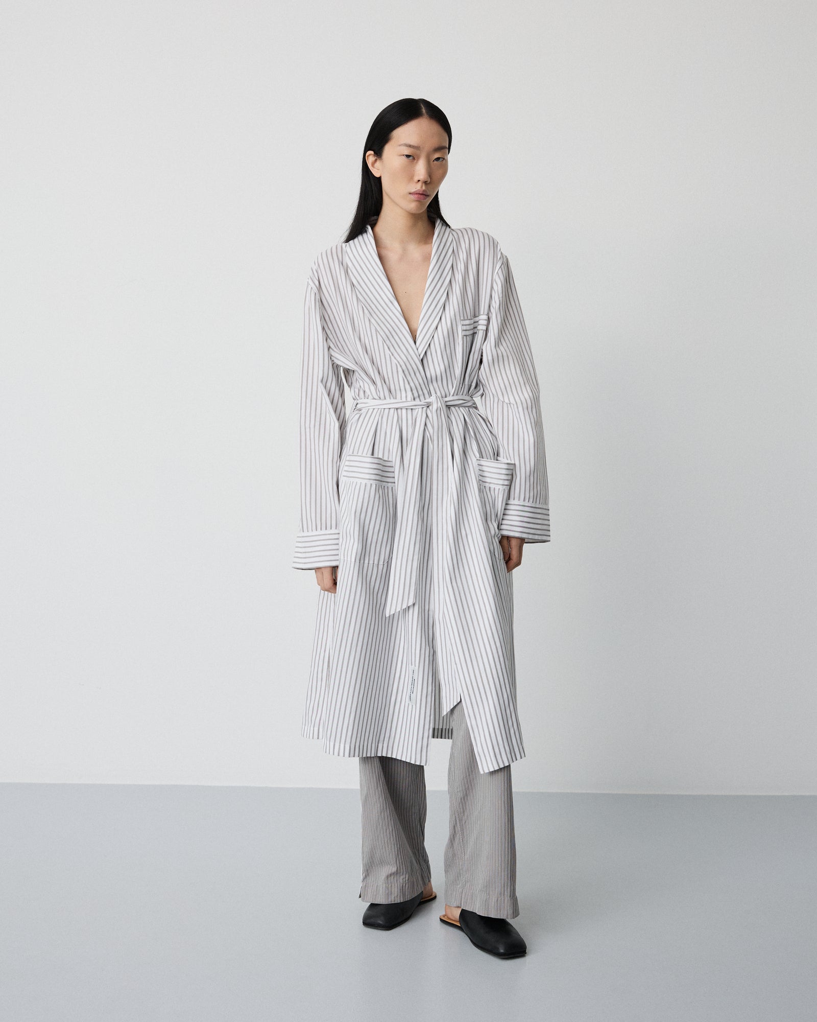 Voyage robe | Stripe grey Oxford