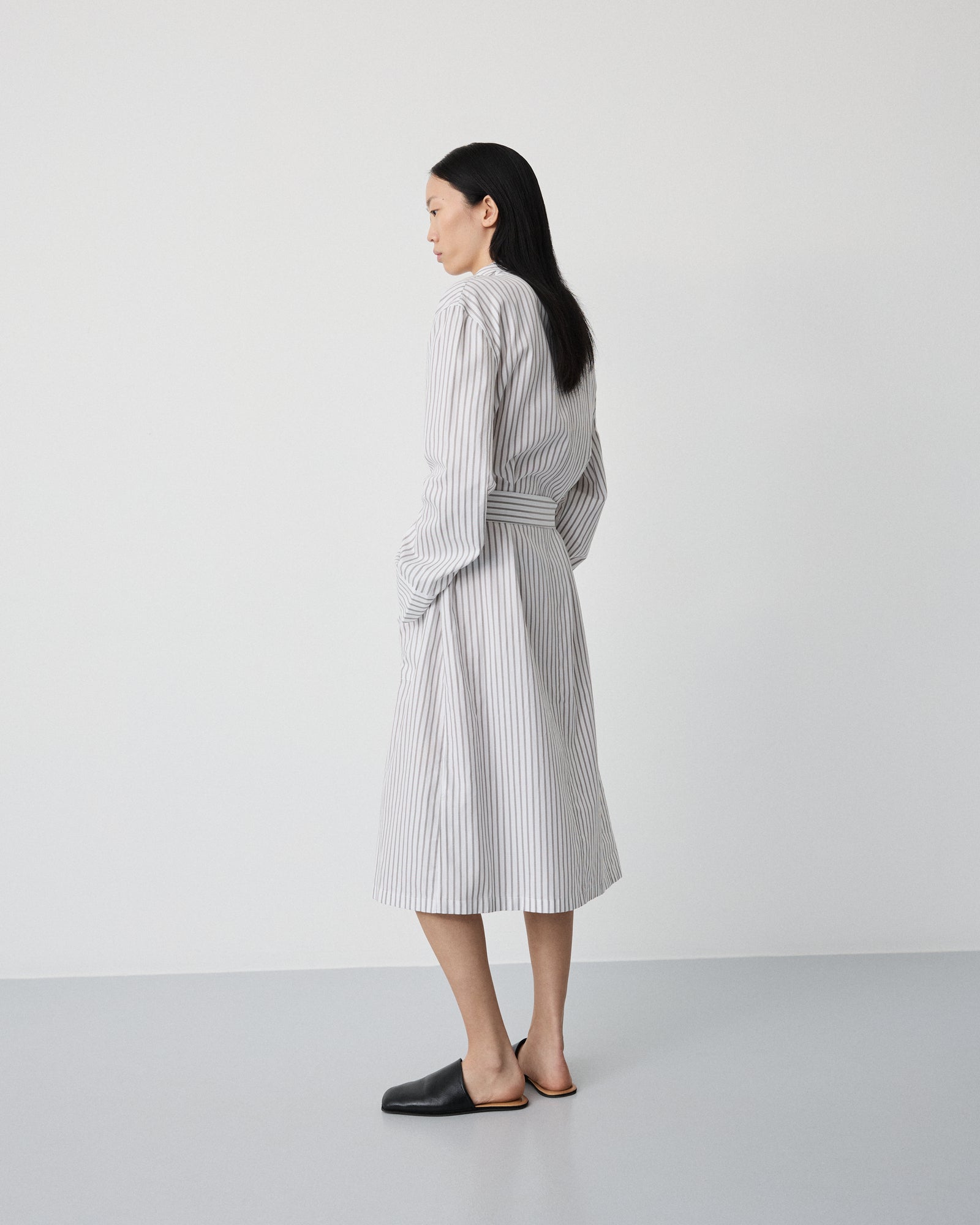 Voyage robe | Stripe grey Oxford