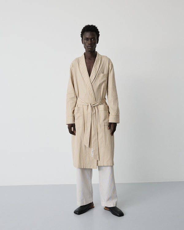 Voyage robe | Stripe medium beige Oxford