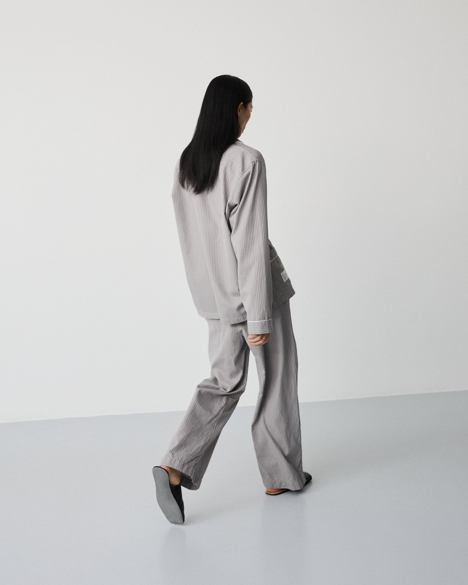 Wall Street pants | Stripe dark grey Oxford
