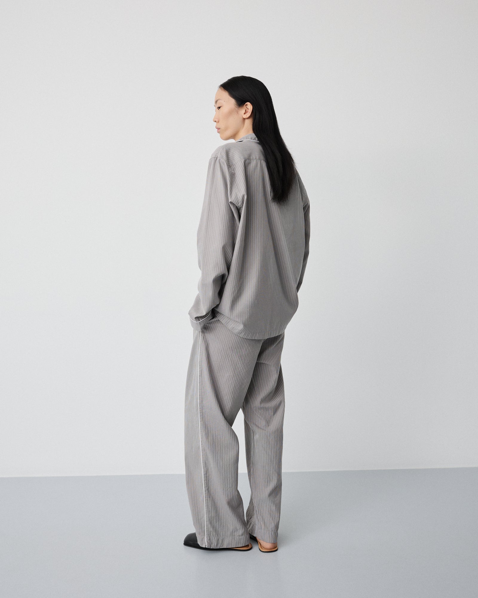 Wall Street pants | Stripe dark grey Oxford
