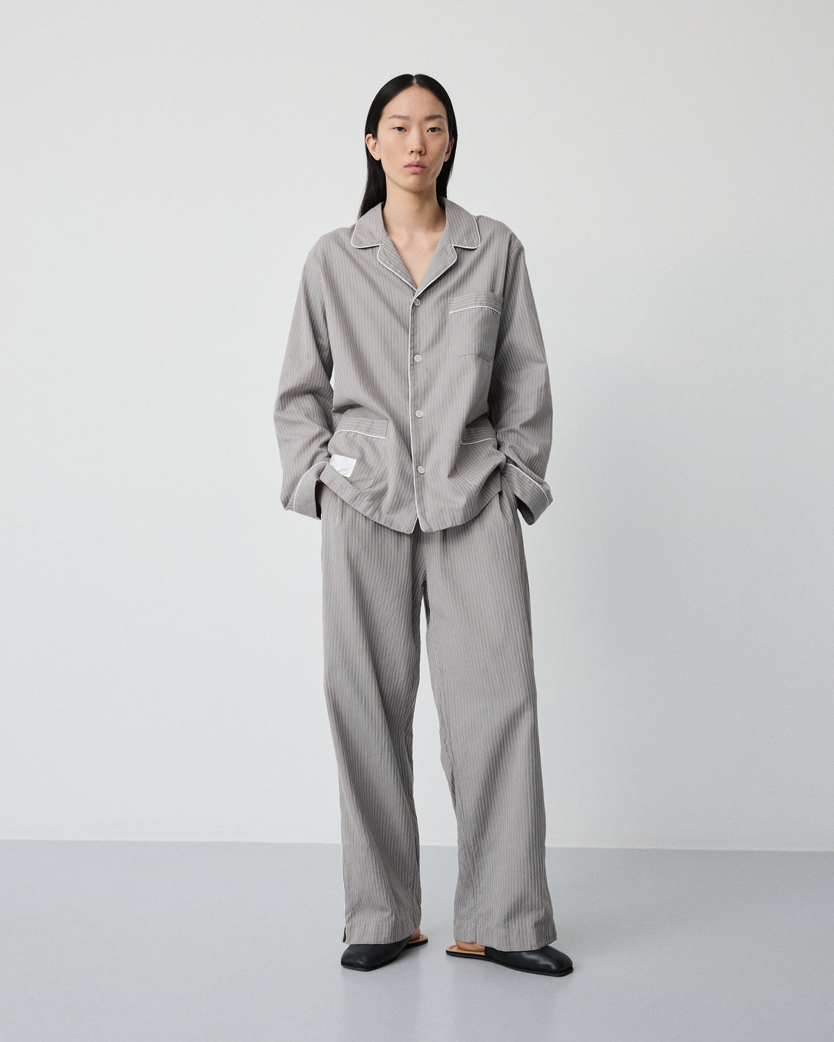 Wall Street pants | Stripe dark grey Oxford