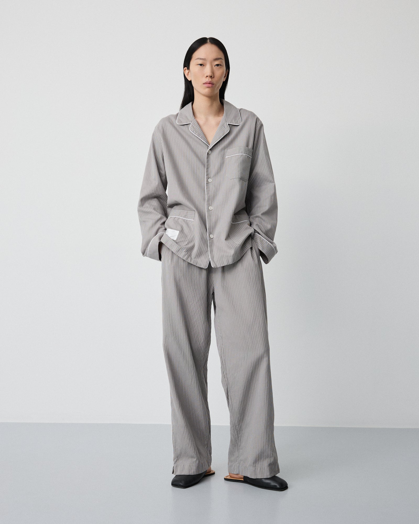 Wall Street pants | Stripe dark grey Oxford