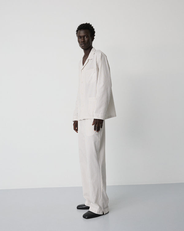 Wall Street pants | Stripe light beige Oxford