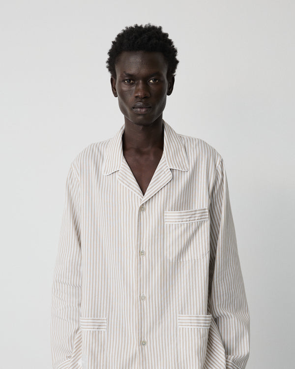 Wall Street shirt | Stripe light beige Oxford