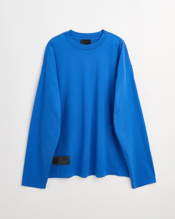 Full long sleeve t-shirt | Washed bright blue jersey