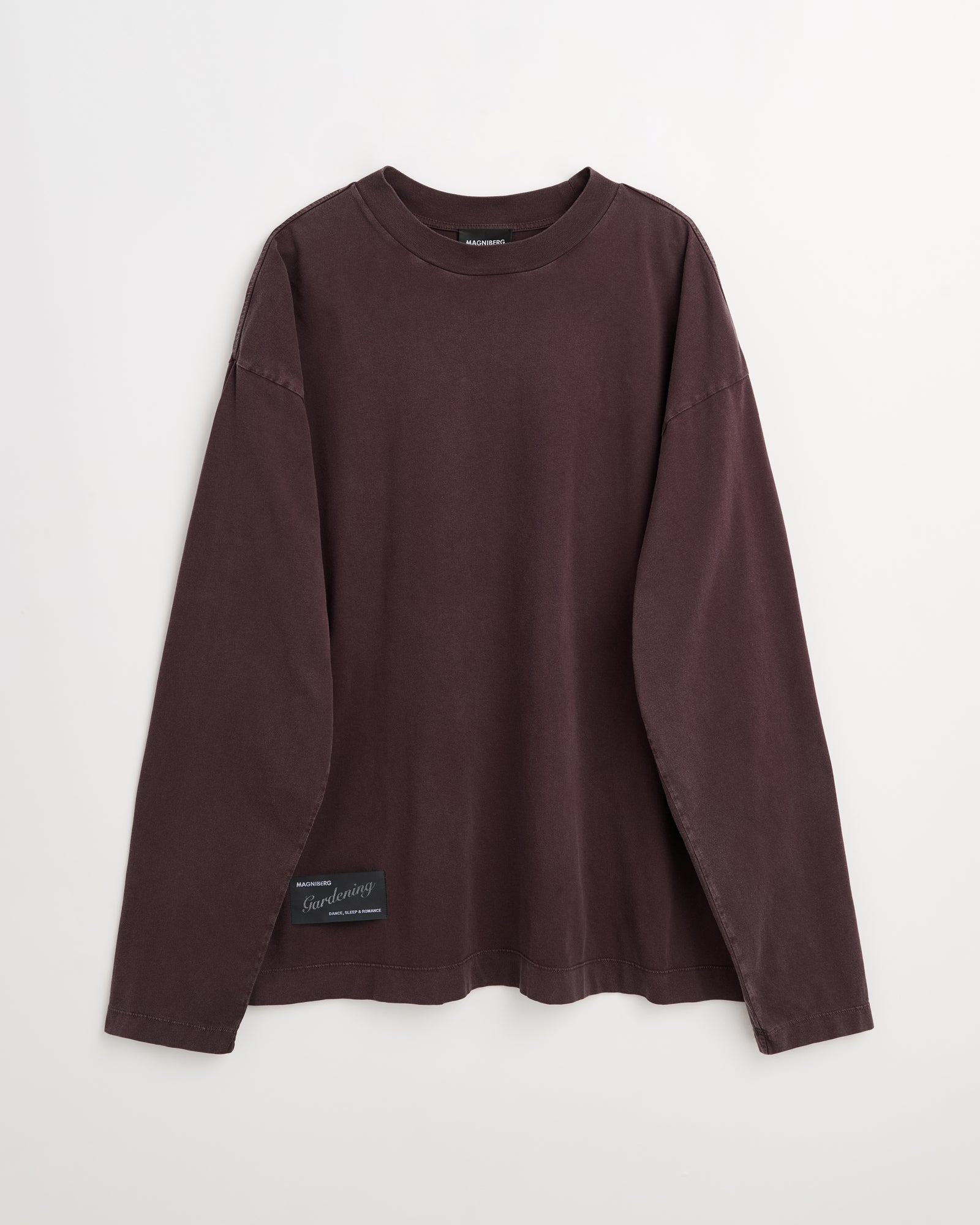 Full long sleeve t-shirt | Washed cherry brown jersey