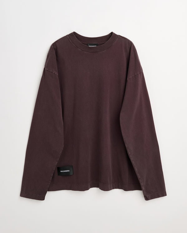 Full long sleeve t-shirt | Washed cherry brown jersey