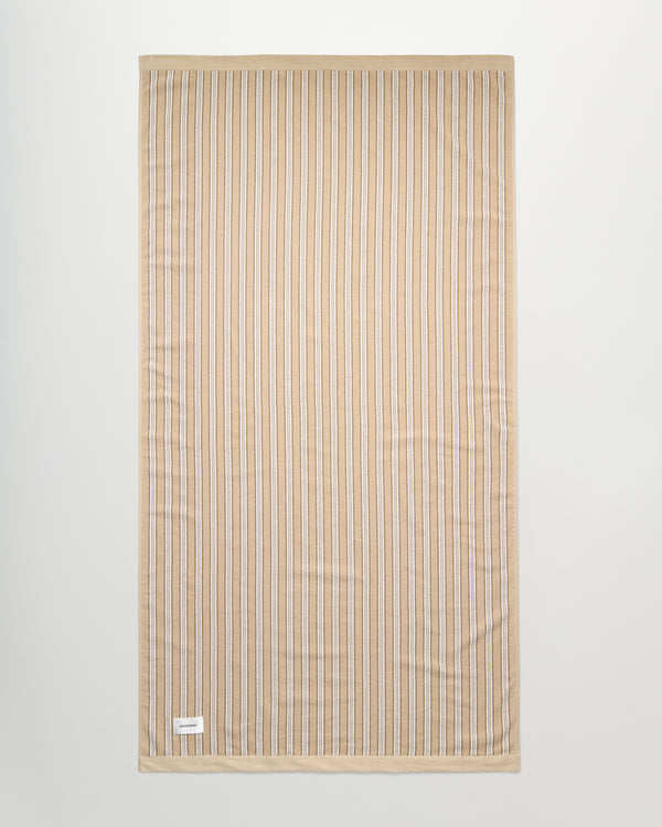 Wall Street bath sheet | Stripe medium beige Terry
