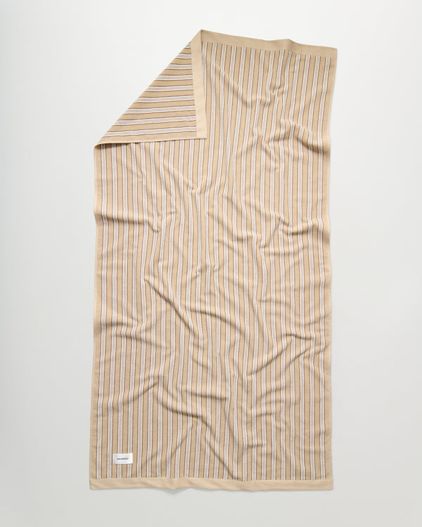 Wall Street bath sheet | Stripe medium beige Terry