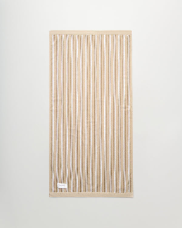 Wall Street bath towel | Stripe medium beige Terry